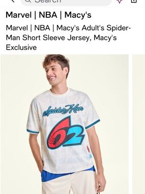 Marvel Spider-Man White Jersey with Red and Blue Graphic
